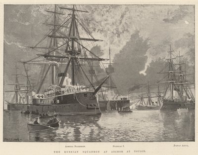 Het Russische Eskader voor Anker bij Toulon door Fred T. Jane